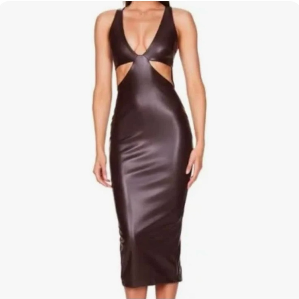 NOOKIE ALEXIA CUT OUT MIDI DRESS - CHOCOLATE